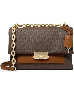 Picture 1 of 6 Michael Kors Cece Medium Flap Chain Shoulder Bag Brown MK Signature