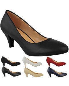 Womens Ladies Low Heel Court Shoes Comfort Work Office Formal Wedding Size New